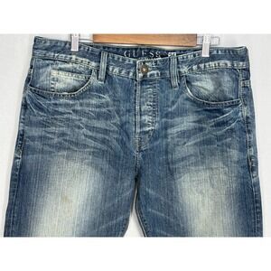 Guess Los Angeles Sunset Relaxed Fit‎ Straight Leg Jeans Mens Blue Denim 36 x 35